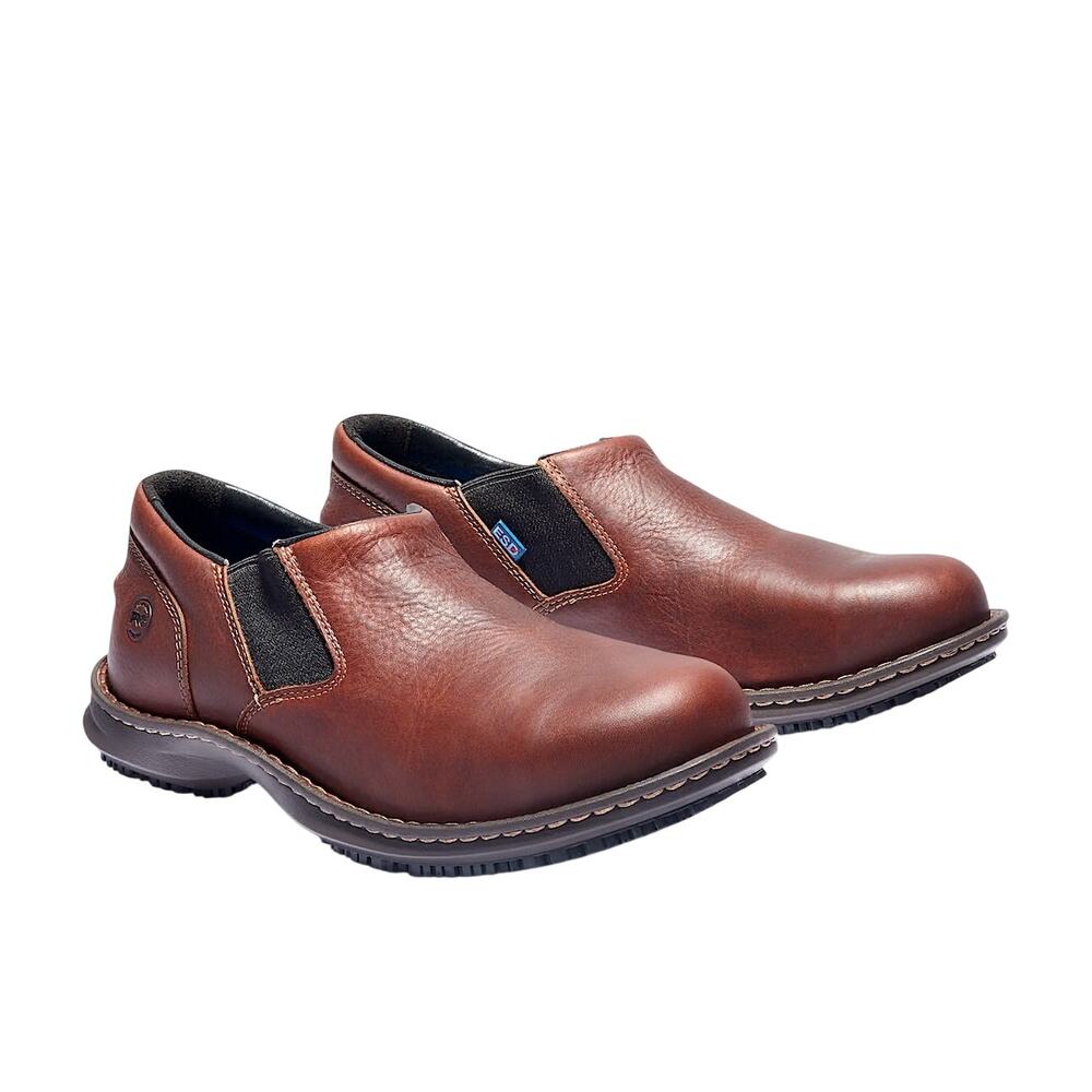 Timberland Pro Gladstone ESD Slip-On Men  Steel‎ Safety Toe - Brown - Size: 9.5